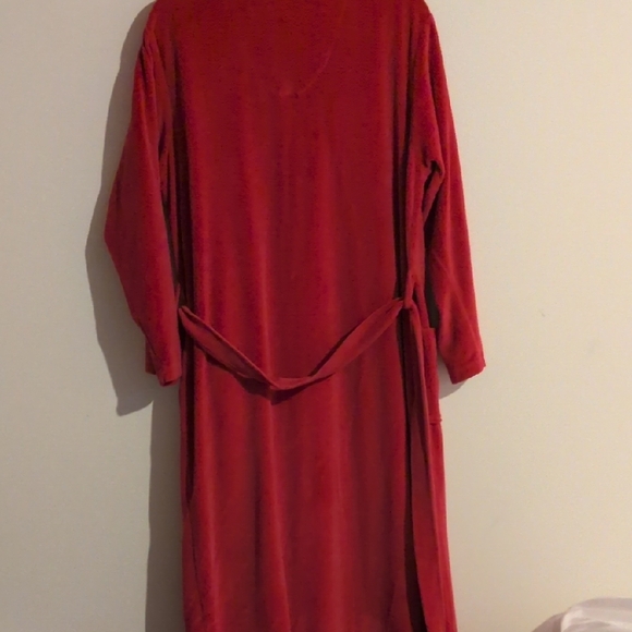 Anne Klein Red Plush Robe with Wrap Closure - Picture 3 of 6
